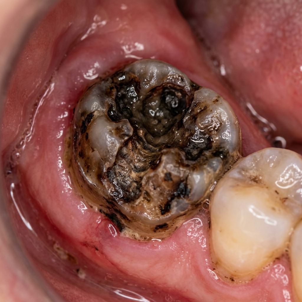 Severely Decayed Tooth Before