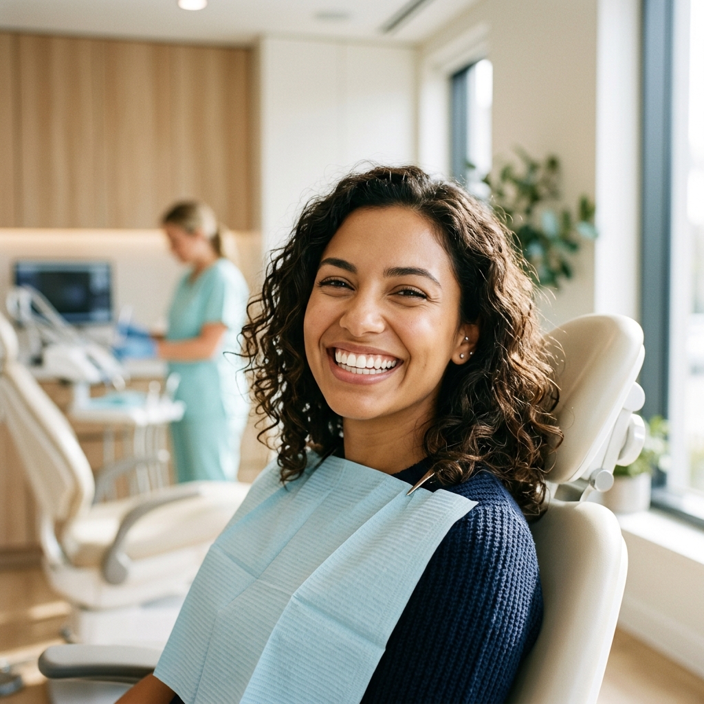 Smiling patient with restored teeth